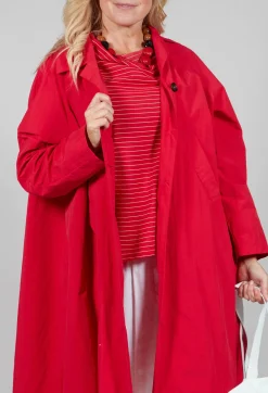 Pleated Overcoat in Rosso