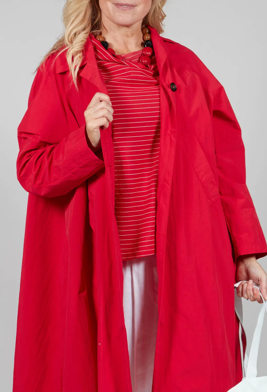 Pleated Overcoat in Rosso