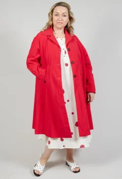 Pleated Overcoat in Rosso