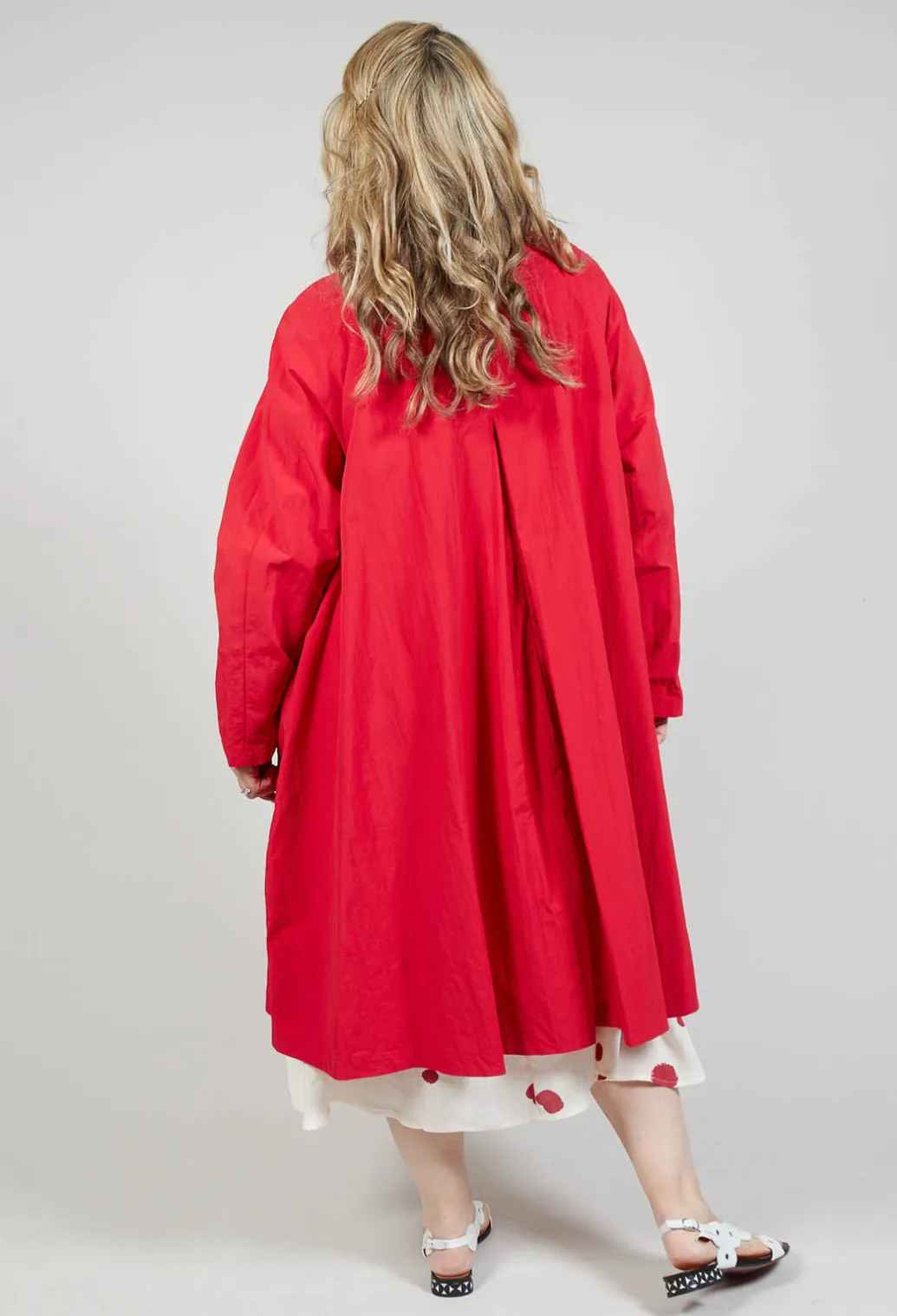 Pleated Overcoat in Rosso