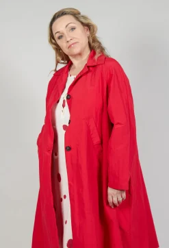 Pleated Overcoat in Rosso