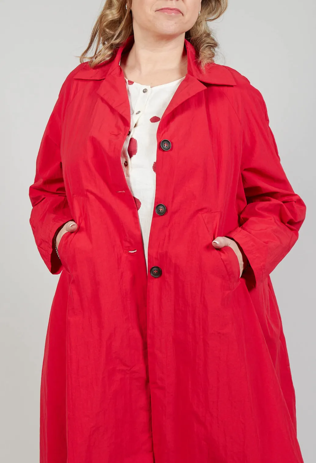 Pleated Overcoat in Rosso