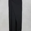 Pleated Pencil Skirt with Print in Black