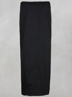 Pleated Pencil Skirt with Print in Black
