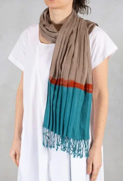 Pleated Scarf in Grey/Blue