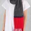 Pleated Scarf in Grey/Red