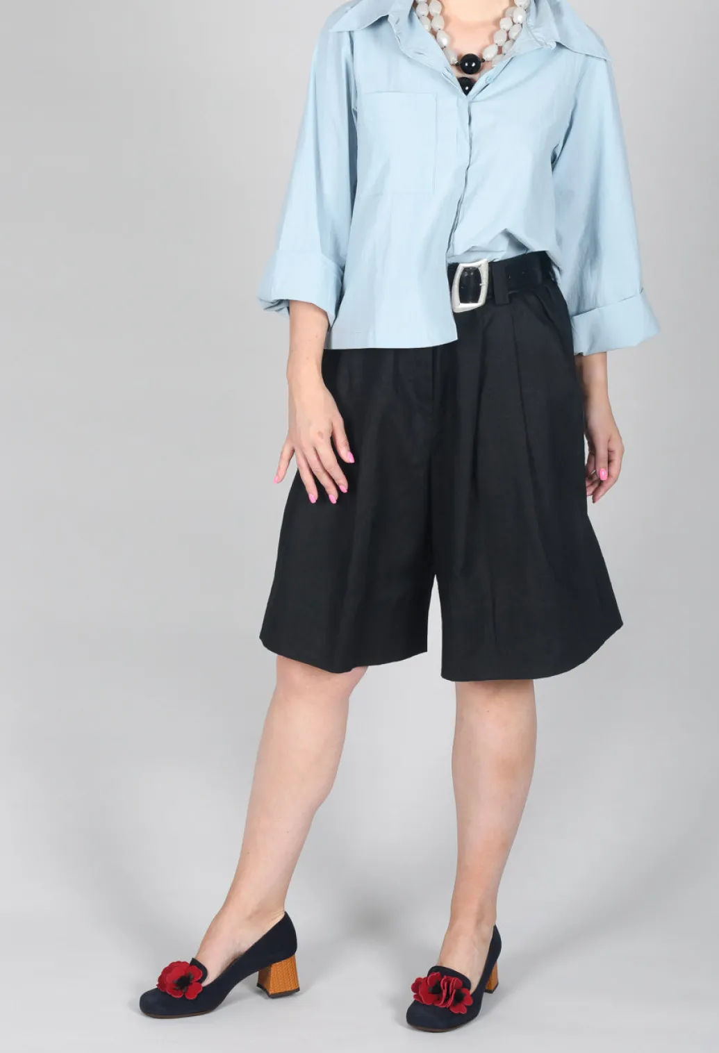 Pleated Shorts in Black