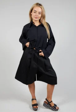 Pleated Shorts in Black