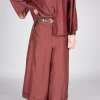 Pleated Silk Trousers in Copper