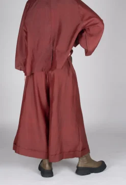 Pleated Silk Trousers in Copper