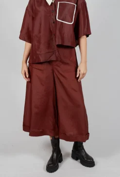 Pleated Silk Trousers in Copper