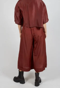 Pleated Silk Trousers in Copper