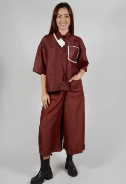 Pleated Silk Trousers in Copper