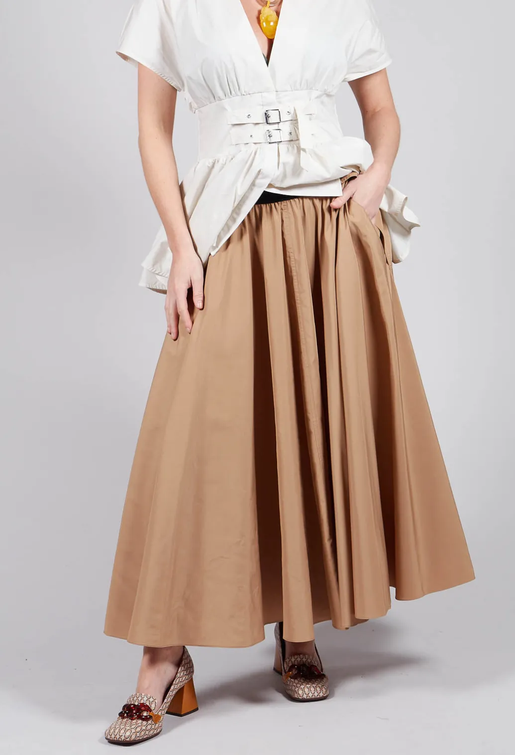 Pleated Skirt in Camel