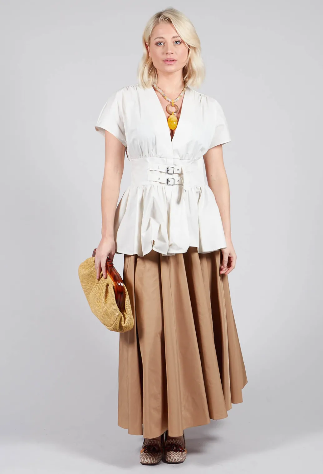 Pleated Skirt in Camel