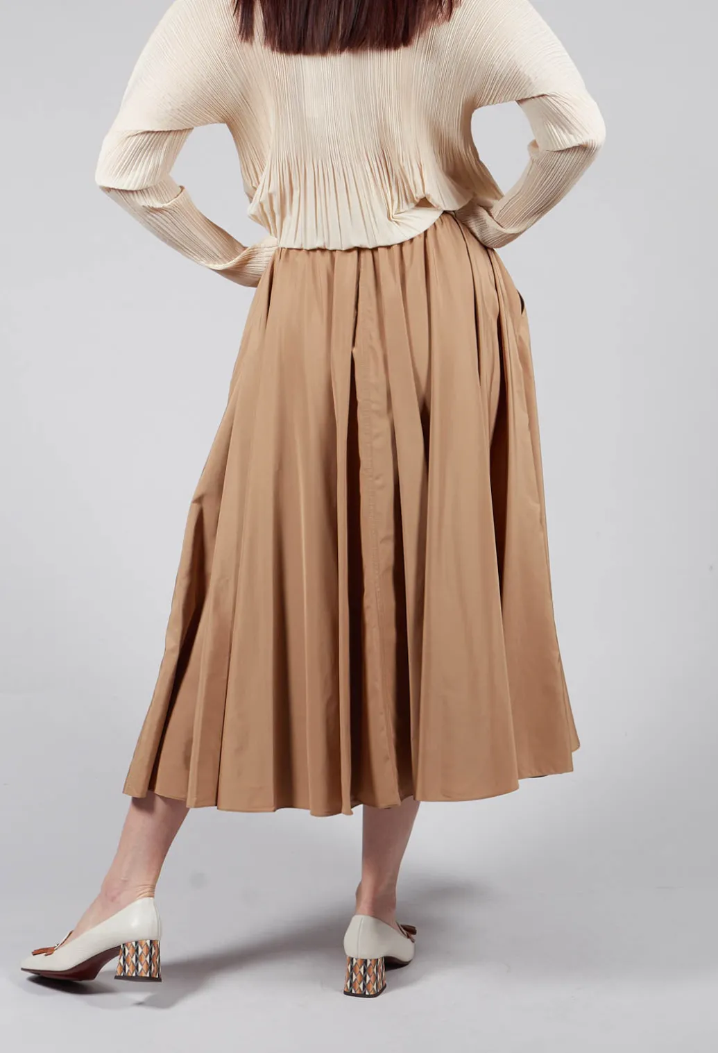 Pleated Skirt in Camel