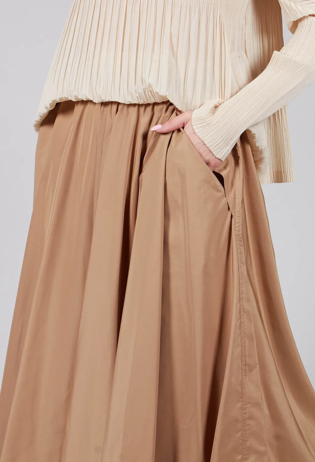 Pleated Skirt in Camel