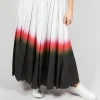 Pleated Skirt in White Faded Dye Hem line