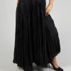 Pleated Skirt with Asymmetric Hem in Black
