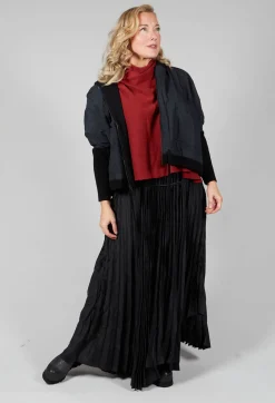 Pleated Skirt with Asymmetric Hem in Black