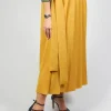 Pleated Skirt with Sash in Mustard