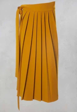 Pleated Skirt with Sash in Mustard