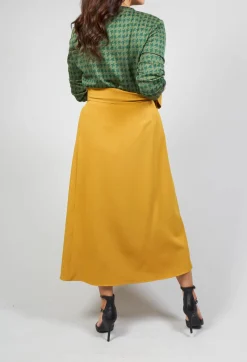 Pleated Skirt with Sash in Mustard