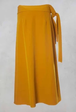 Pleated Skirt with Sash in Mustard