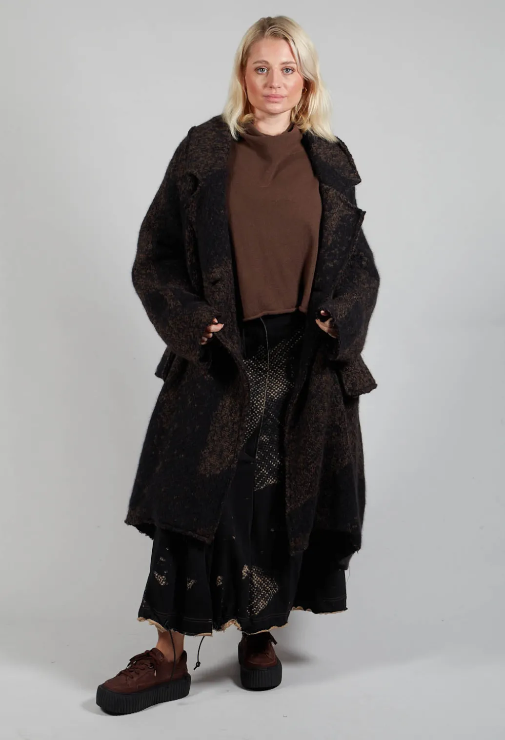 Pleated Skirted in Latte Print