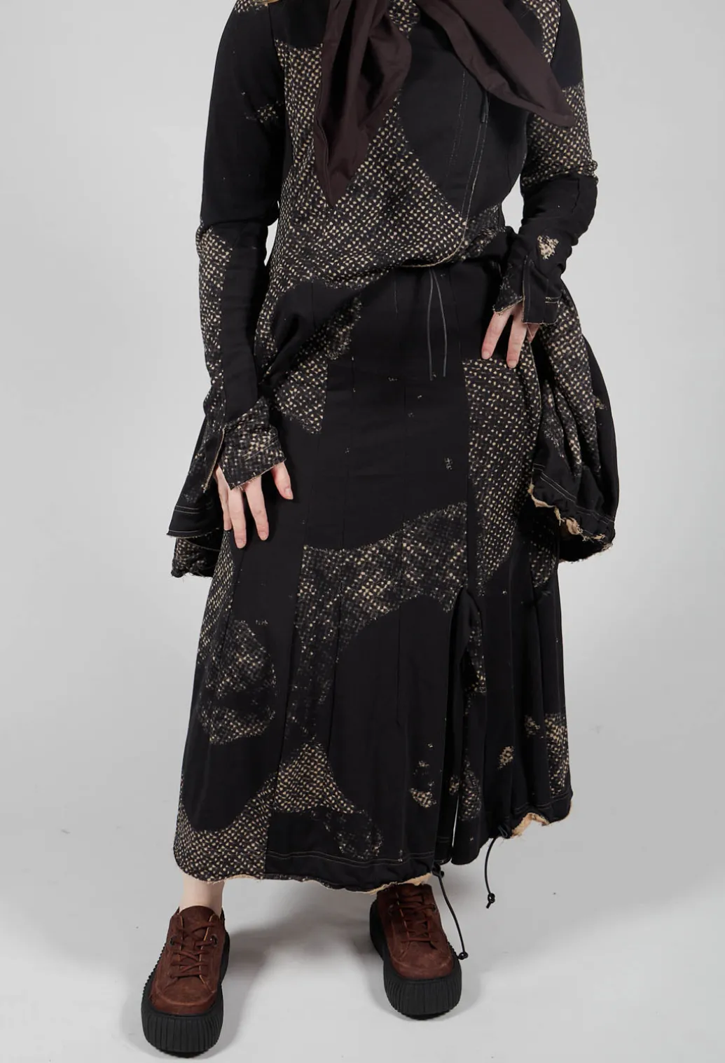 Pleated Skirted in Latte Print