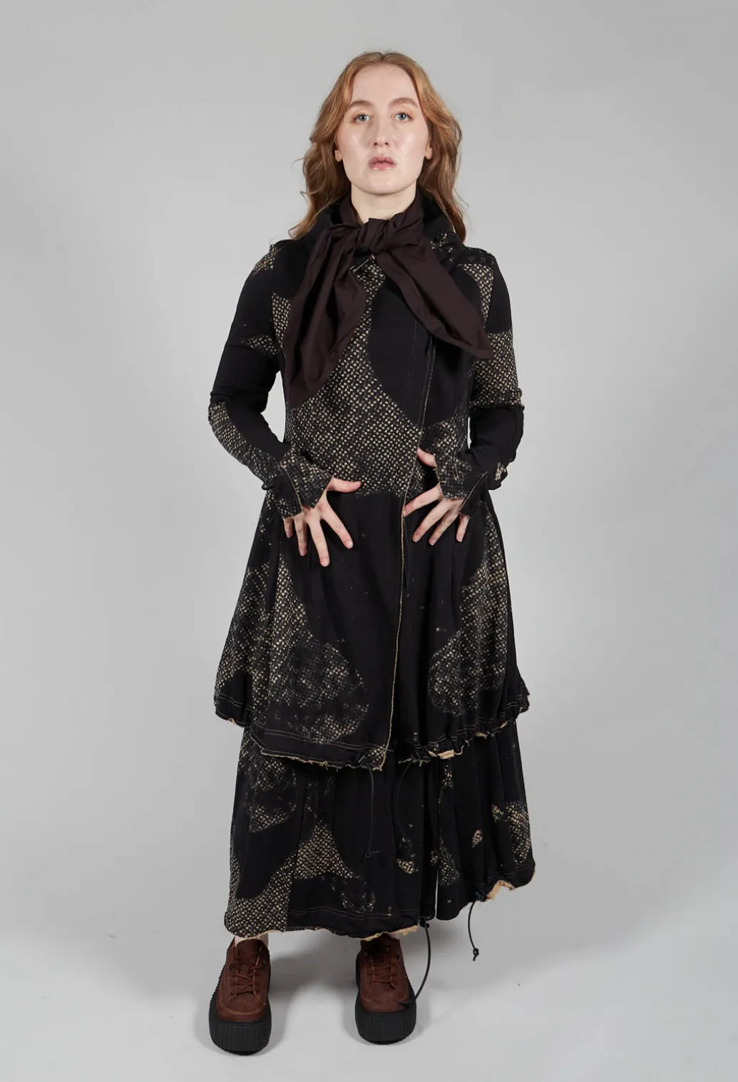 Pleated Skirted in Latte Print