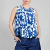 Pleated Sleeveless Blouse in Maya Print