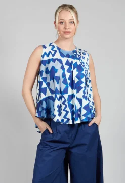 Pleated Sleeveless Blouse in Maya Print