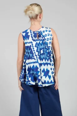 Pleated Sleeveless Blouse in Maya Print