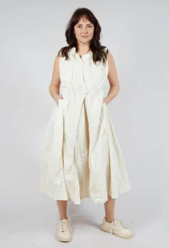 Pleated Sleeveless Midi Dress in Greige