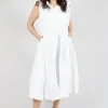 Pleated Sleeveless Midi Dress in Semi Bleach