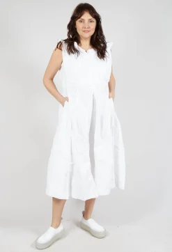 Pleated Sleeveless Midi Dress in Semi Bleach