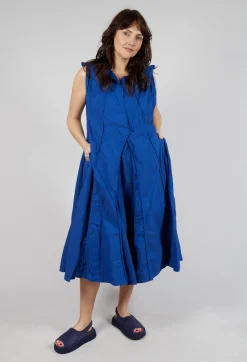 Pleated Sleeveless Midi Dress in Royal