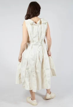 Pleated Sleeveless Midi Dress in Greige