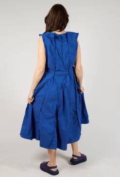 Pleated Sleeveless Midi Dress in Royal
