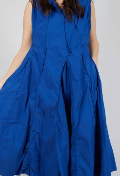 Pleated Sleeveless Midi Dress in Royal