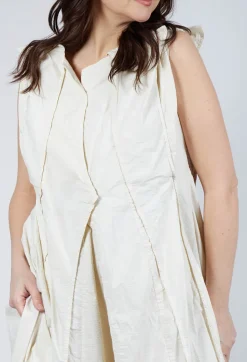 Pleated Sleeveless Midi Dress in Greige