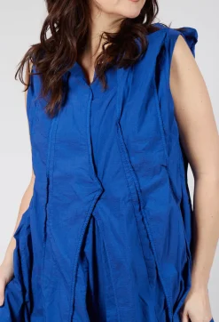 Pleated Sleeveless Midi Dress in Royal