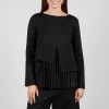 Pleated Top with Overlay in Black