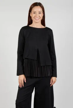 Pleated Top with Overlay in Black