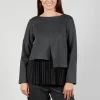 Pleated Top with Overlay in Antracite and Nero