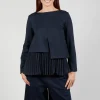 Pleated Top with Overlay in Blue Nights