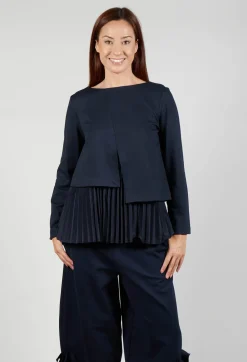 Pleated Top with Overlay in Blue Nights
