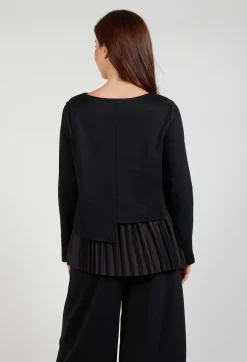 Pleated Top with Overlay in Black