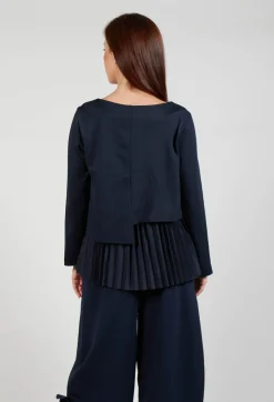 Pleated Top with Overlay in Blue Nights